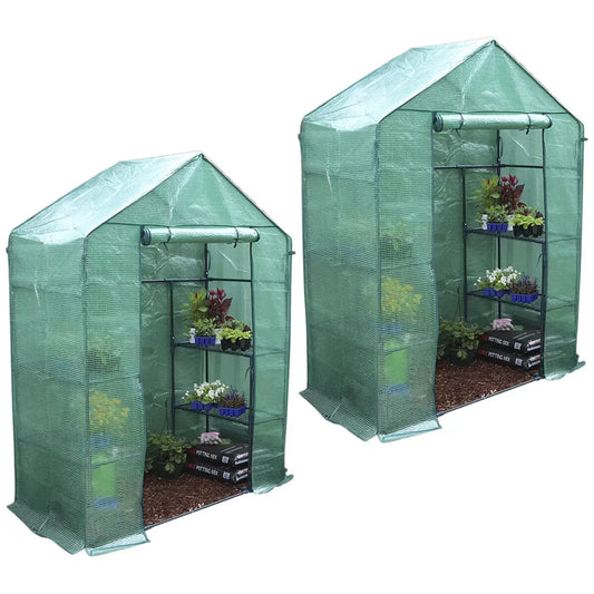 2x Greenhouse Greenlife Walk-in Greenhouse with PE Cover 195 x 143 x 73cm