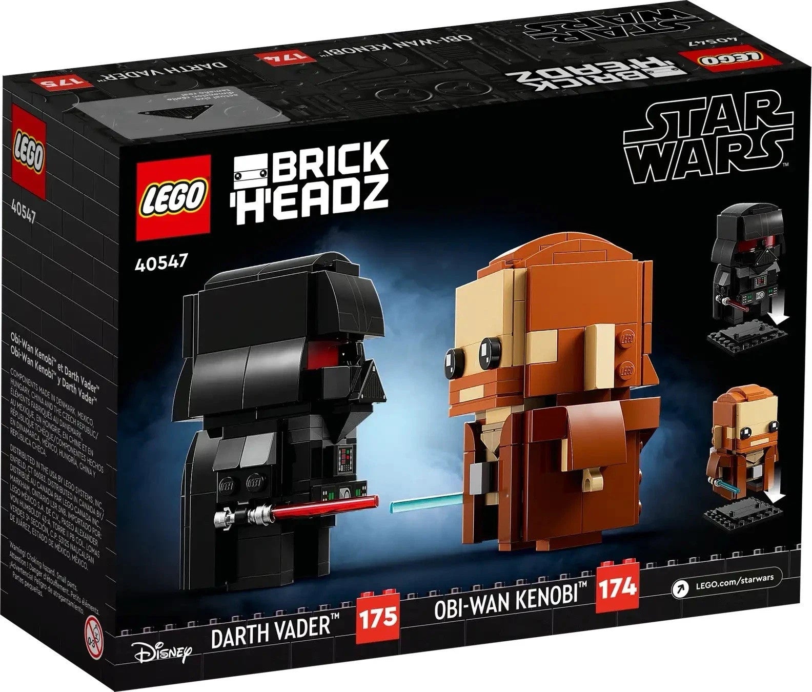 LEGO Star Wars BrickHeadz 40547 - Obi-Wan Kenobi & Darth Vader-  New - Free Post