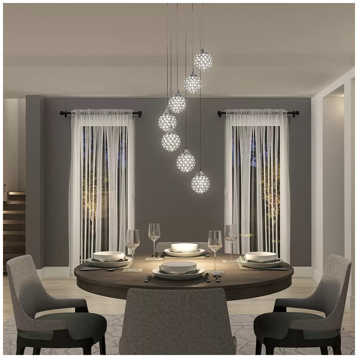 Artika Ceiling Light with 7 LED Pendants Modern Pendant Adjustable height AU