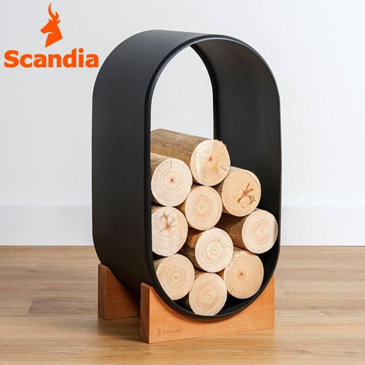 Scandia Vienna Curve 630 x 335 x 300 mm Wood Log Holder Rack Storage Ashen black