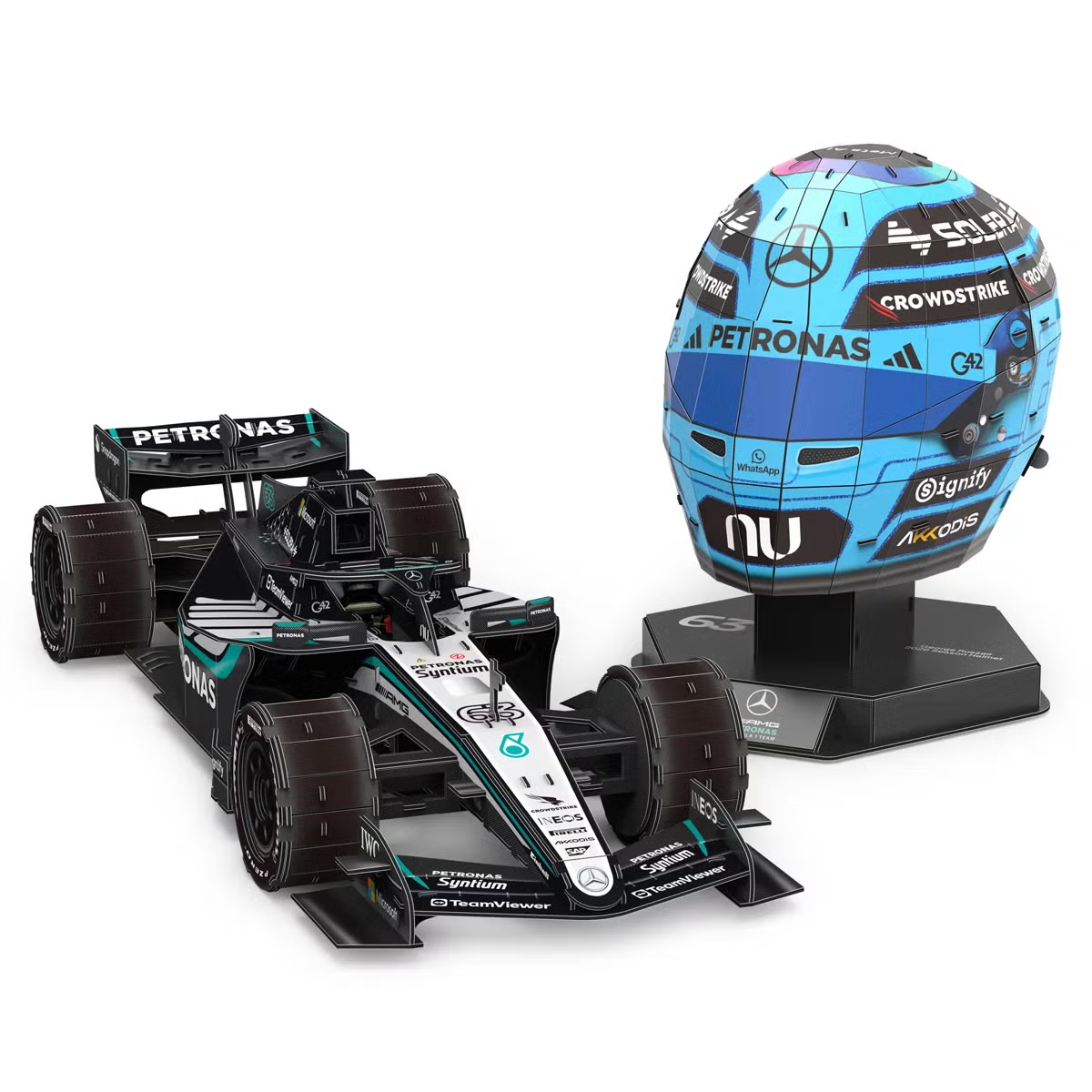 4D Build F1 Mercedes Petronas 3D Puzzle Model Kit Car Helmet 243 Pieces 6076624
