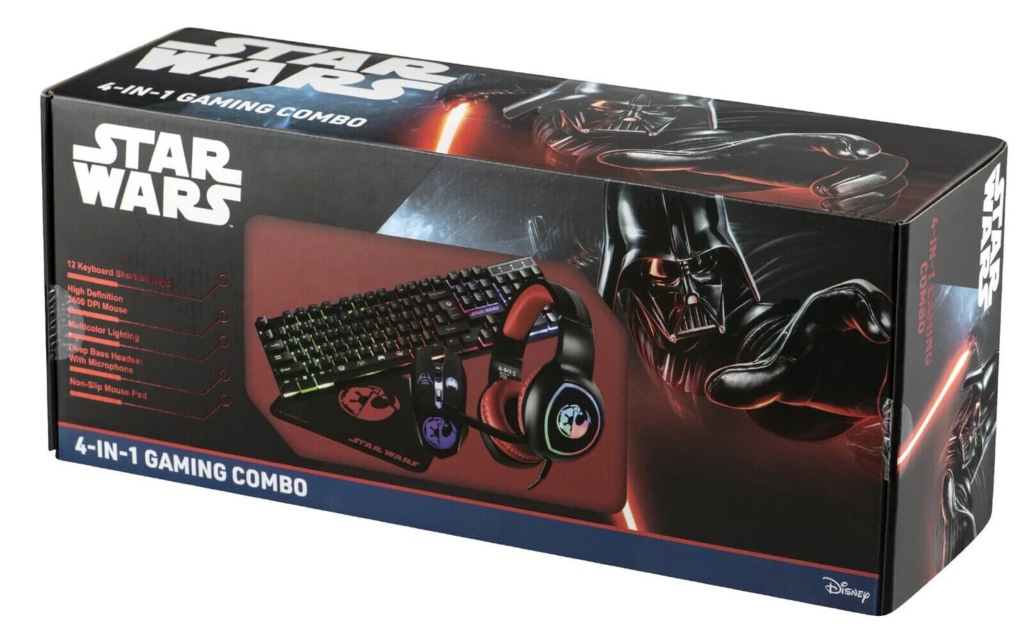 Disney Star Wars 4-In-1 Computer Gaming Mouse Keyboard Mat Headset Starwars