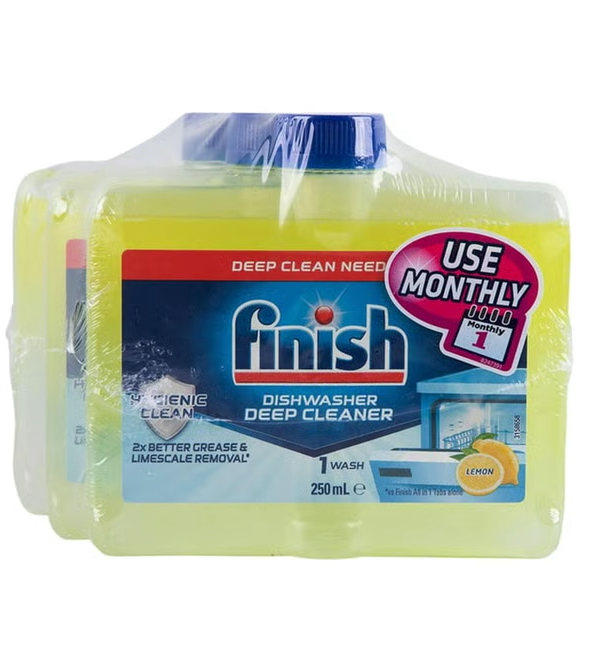 4x Finish Dishwasher Machine Cleaner Grease Limescale Remover Lemon 250mL