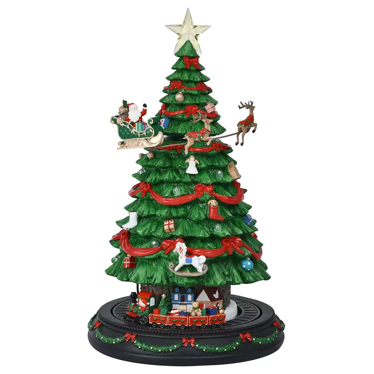 Holiday Tree with Music & LED Lights - Rotating Christmas Tree Tabletop Décor