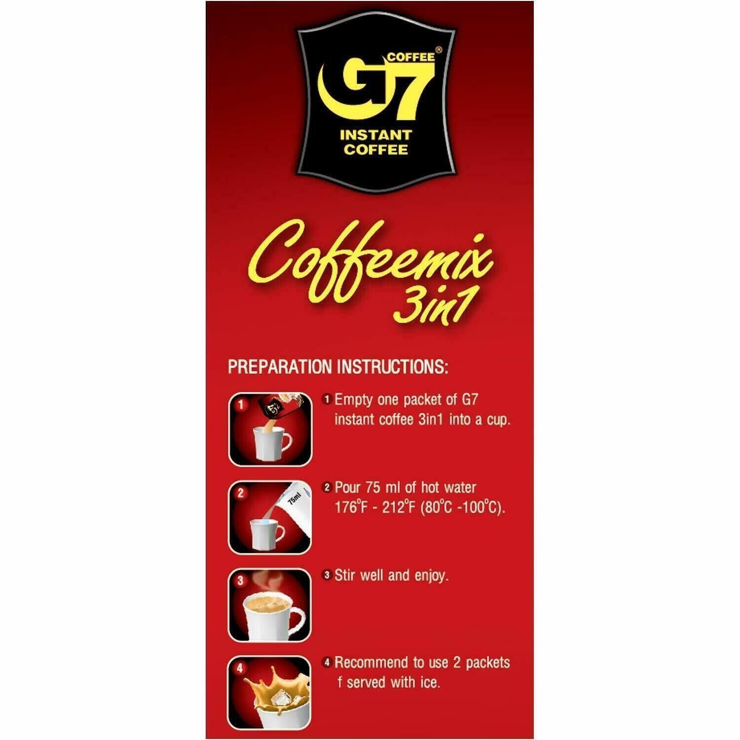Trung Nguyen Legend G7 Instant Coffee 120 Packets 3 in 1 Vietnamese Coffeemix