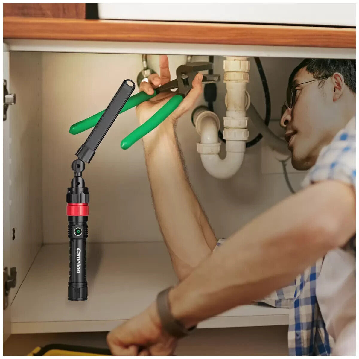 Camelion 3 in 1 LED Flashlight Kit Rechargeable Work Light Flexible Torch