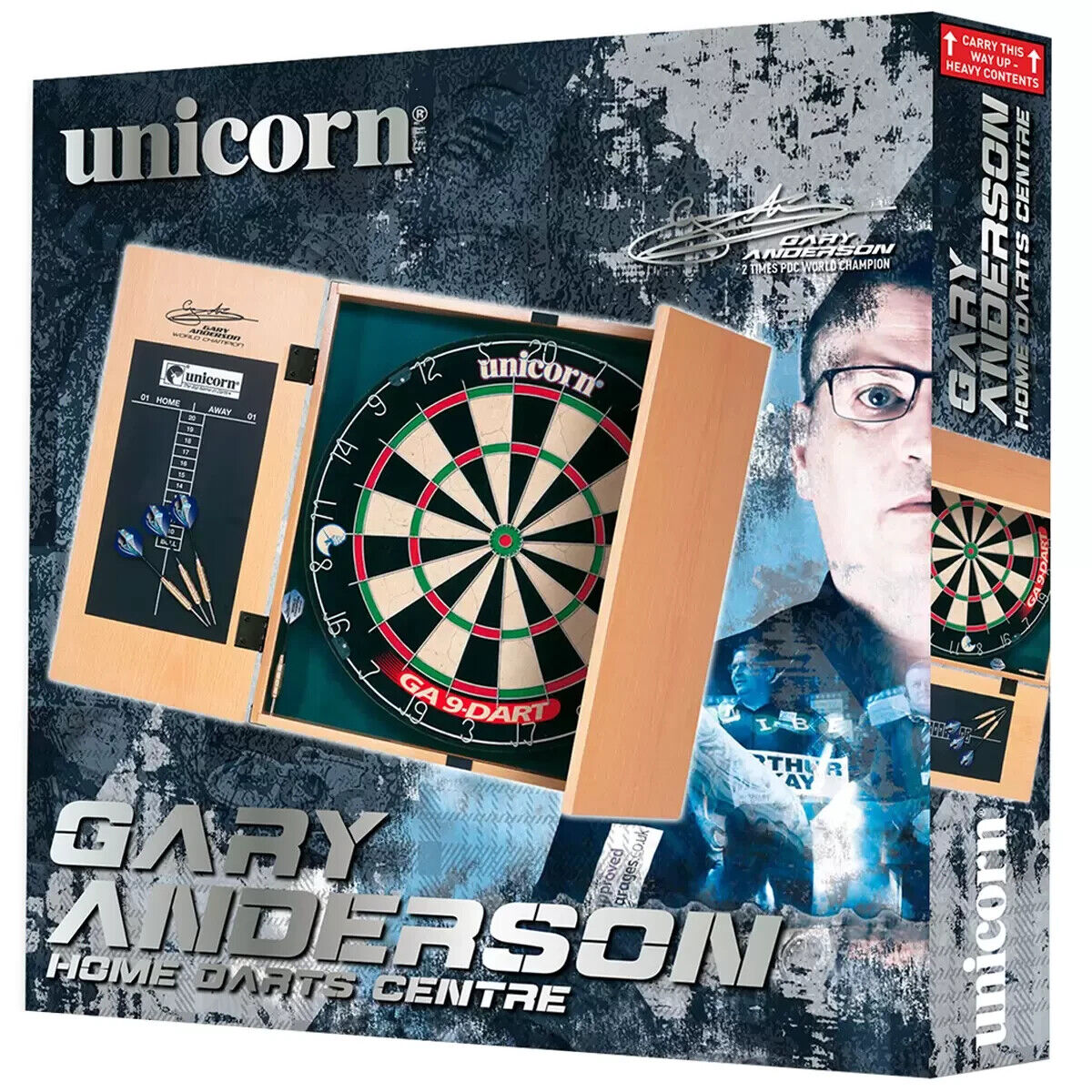 Unicorn Dart Board Centre 2 Sets of Darts Scoreboard Maestro Gary Anderson