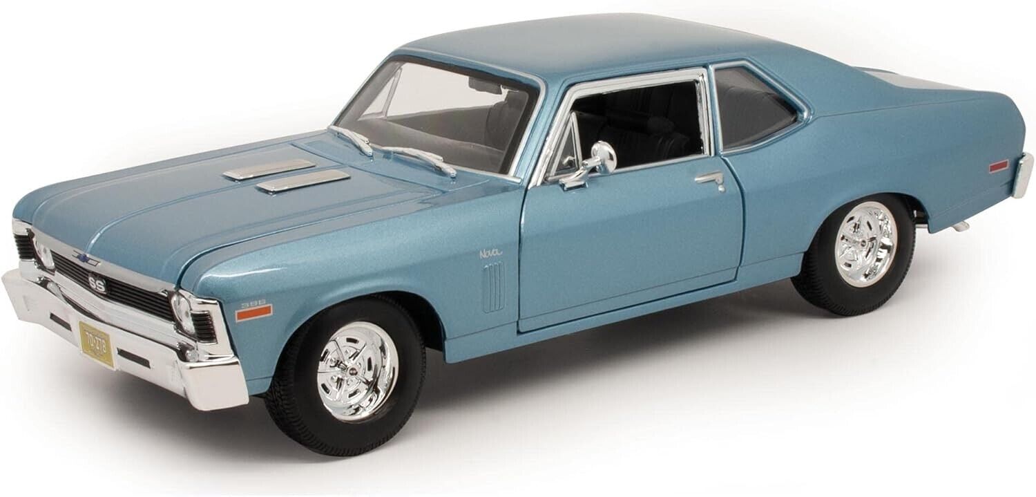 Maisto 1:18 1970 Chevrolet Nova SS Coupe Blue Die Cast Toy Diecast Car