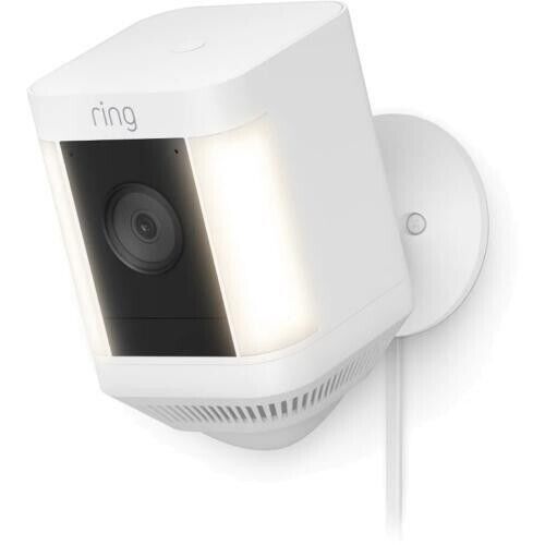 RING Spotlight Cam Plus Battery - White, 1080p, 2.4GHz Wi-Fi, Built-In Siren