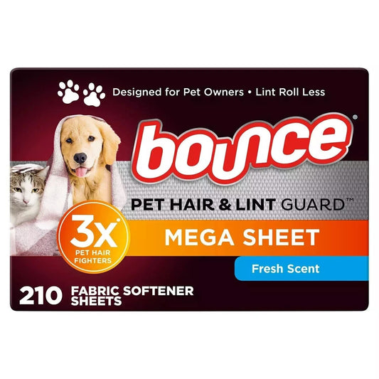 Bounce Pet Hair & Lint Guard Mega Dryer Sheets Fresh Scent 210 Count(3x70)