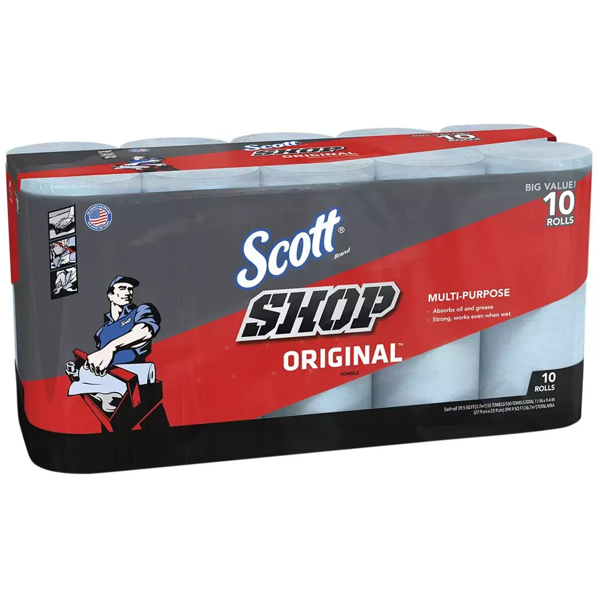 10X Scott Shop Multi-Purpose Cleaning Towel 55 Towels Per Roll Blue Cloths Heavy