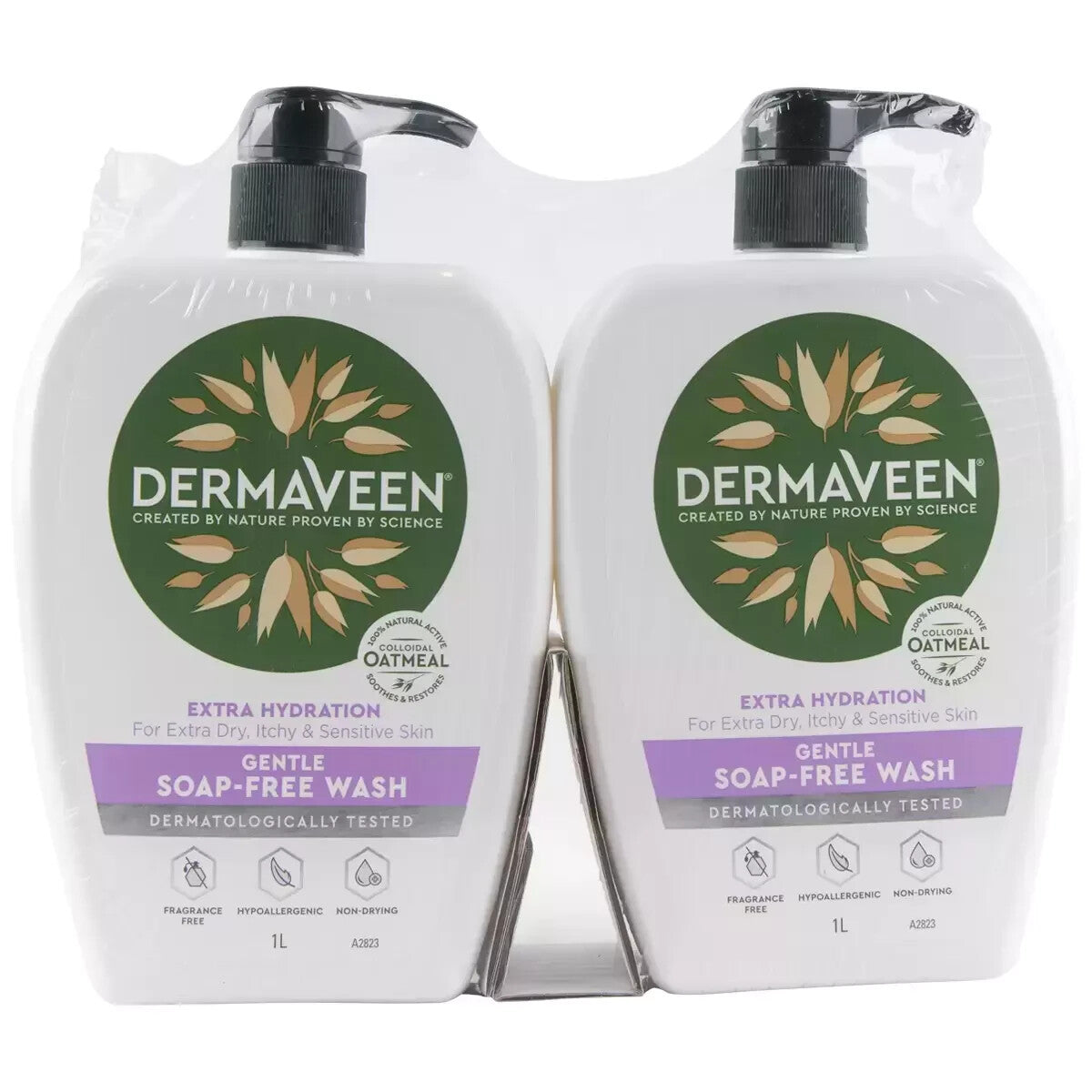 DermaVeen Extra Gentle Soap Free Wash, 1L NEW 2 Pack | Free Shipping