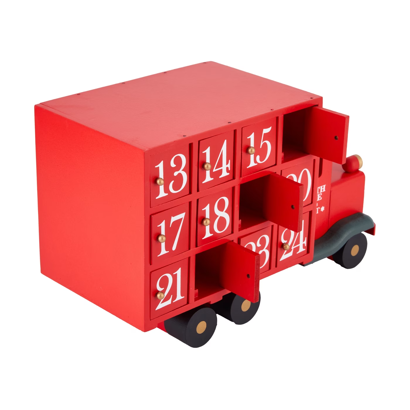 Christmas Advent Calendar Truck Red Countdown Treats Box Table Tree Decoration