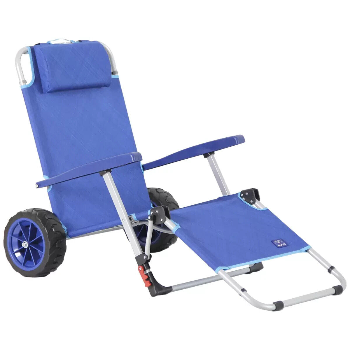 Mac Sports Beach Day Lounger Chair Combo Cart Folding Wagon Trolley 2 Wheel