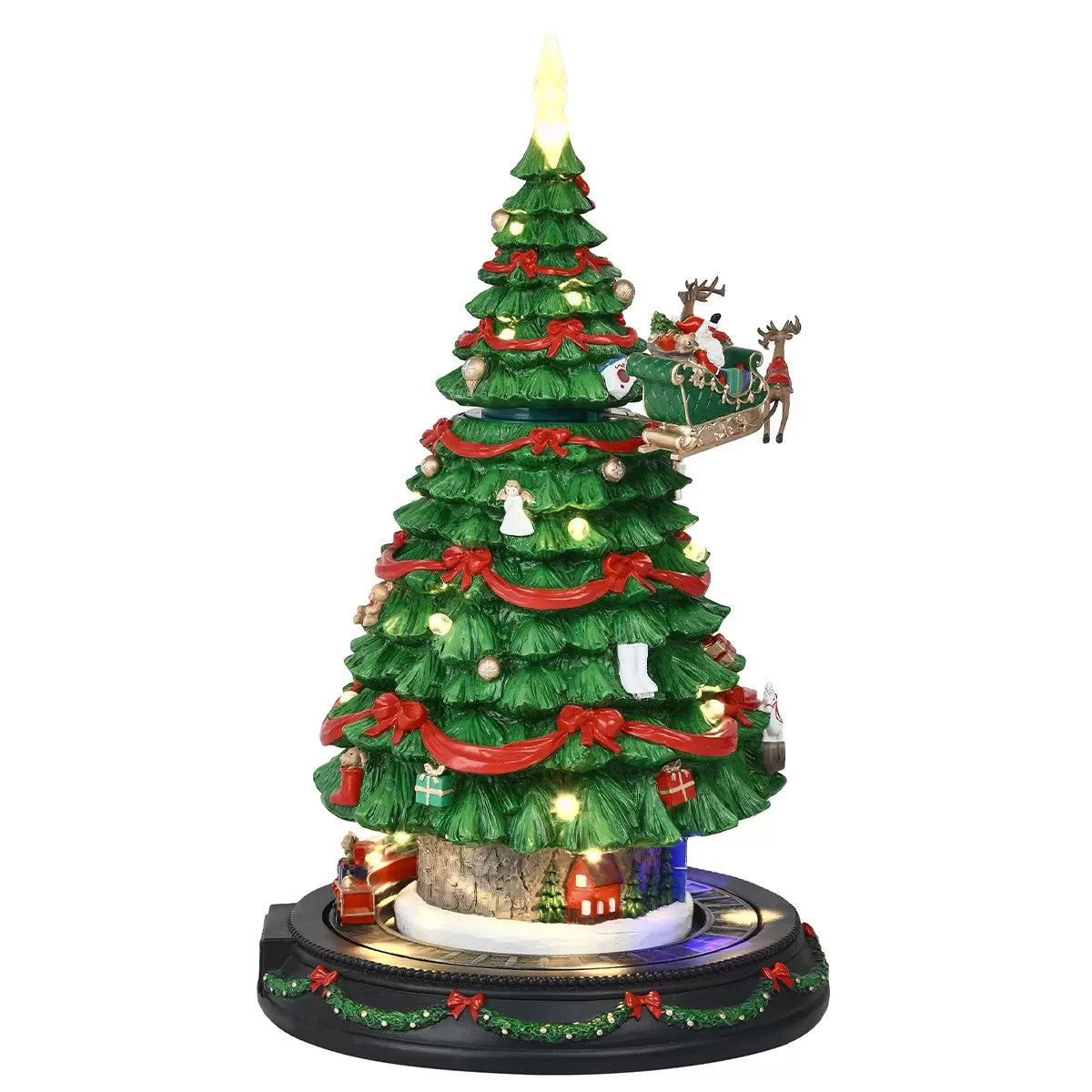 Holiday Tree with Music & LED Lights - Rotating Christmas Tree Tabletop Décor