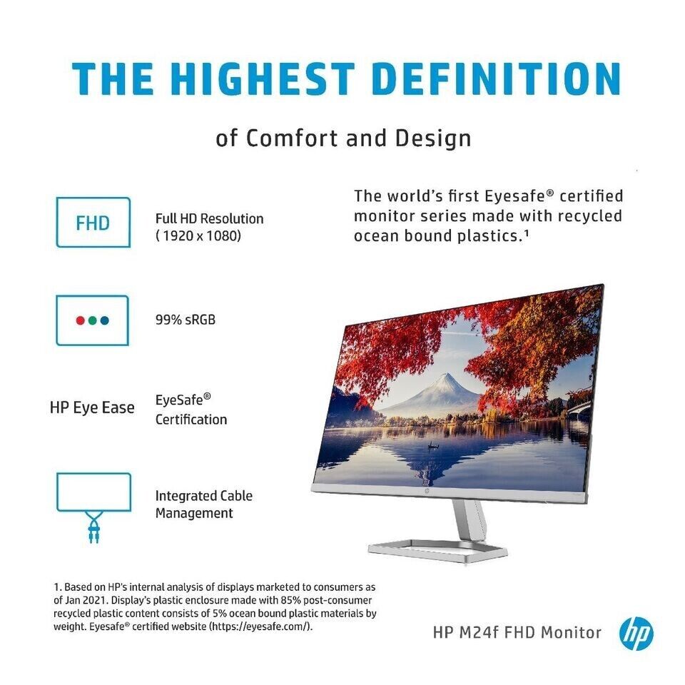 HP Home Monitors | HP M24f 23.8 inch FHD 1080P Monitor LED Backlit LCD 24