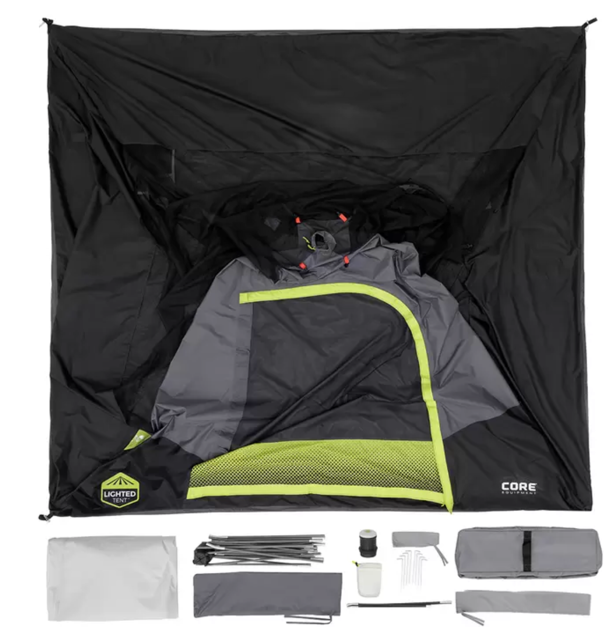 CORE 6 Person Lighted Blockout Tent with Full Rainfly