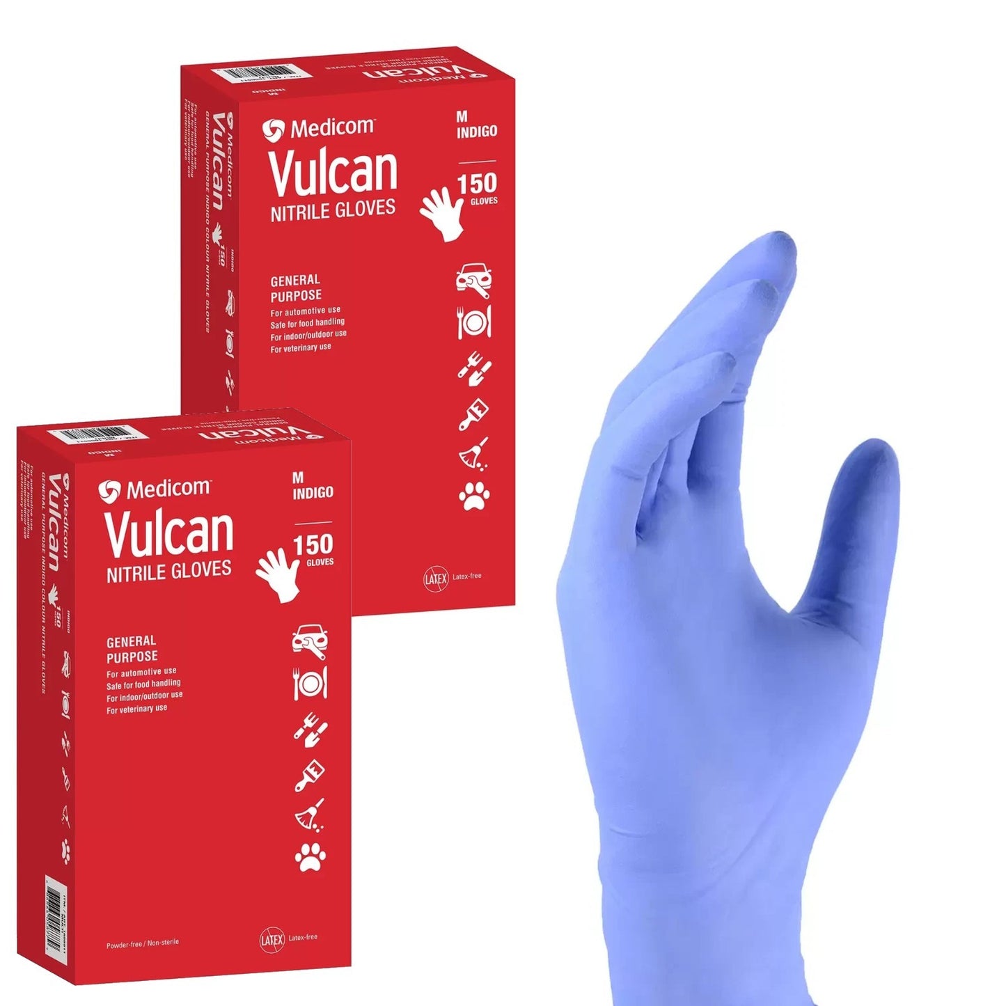 Medicom Vulcan General-Purpose Nitrile Gloves Medium 2 x 150 Count