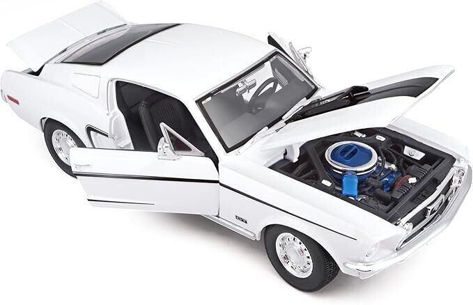Maisto 1:18 1968 Ford Mustang GT Cobra Jet White Die Cast Toy Diecast Car