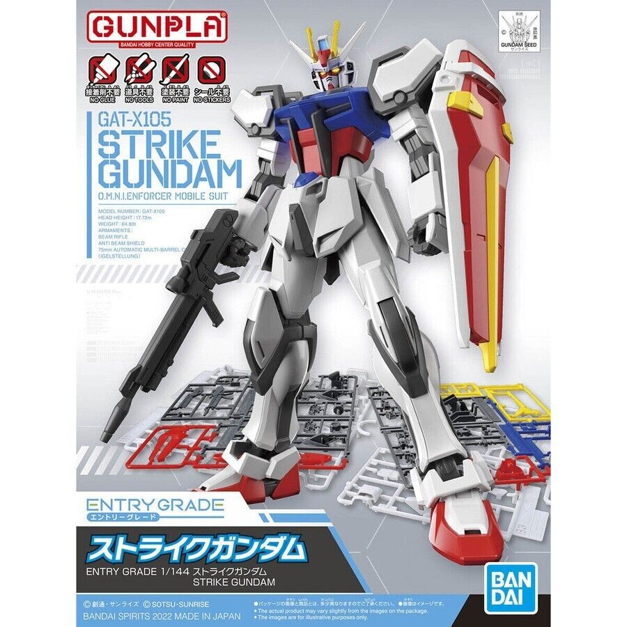 Bandai Strike Gundam 1/144 GAT-X105 Gunpla Hobby Figure Model Kit