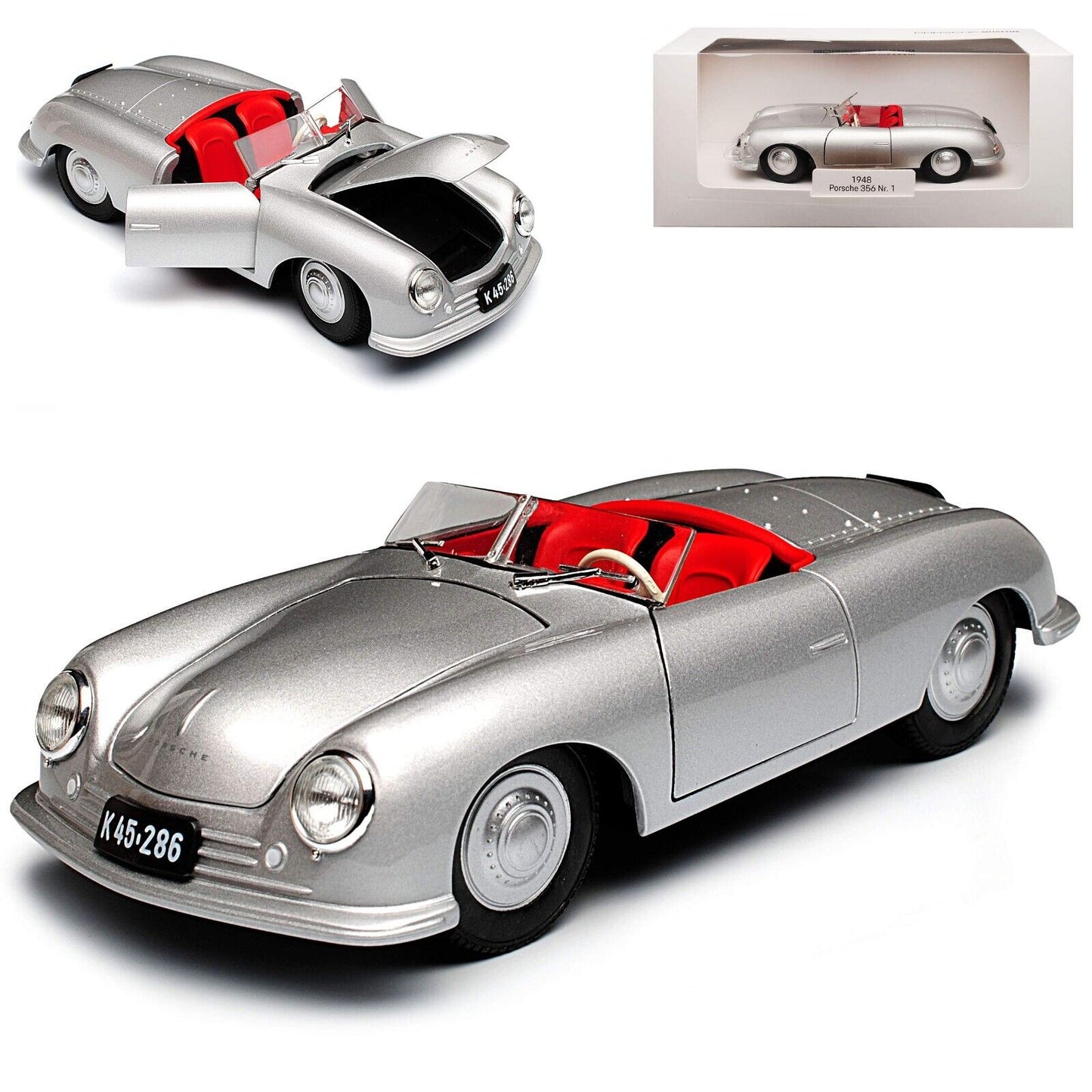 Official Porsche 356 No. 1 Roadster 1948 Alloy Diecast Car 1:24 WELLY MODEL TOY