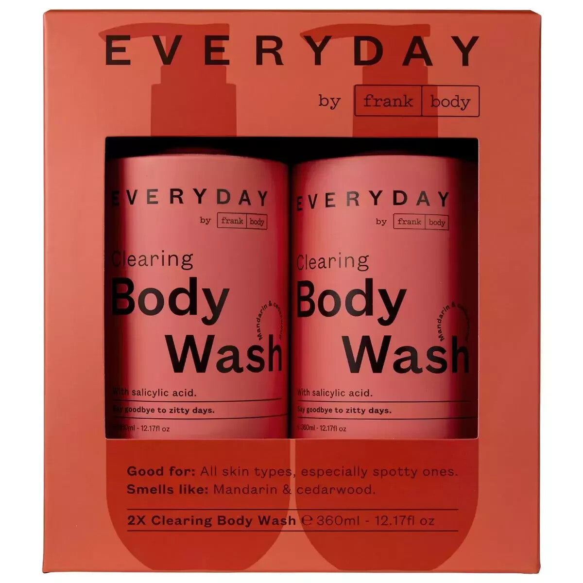 Frank Body Clearing Body Wash 2 x 360ml | Keeps Skin Soft For All Skin Types