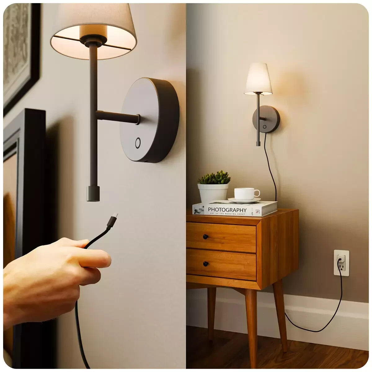 Globe LED Wall Sconce Wireless Light 2 Pack 2700K Colour Temperature