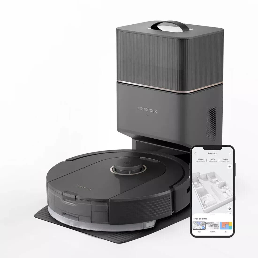 Roborock Q5 Pro+ Plus Robot Vacuum and Mop with Auto-Empty Dock - Black