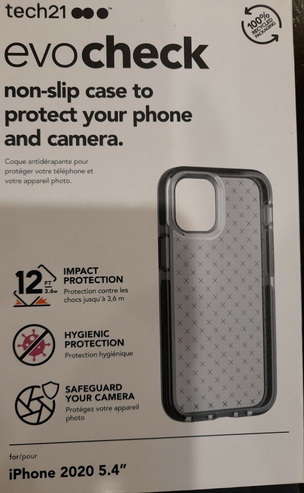 Genuine Tech21 EVO Check Case Cover for iPhone 2020 5.4" Black Brand New