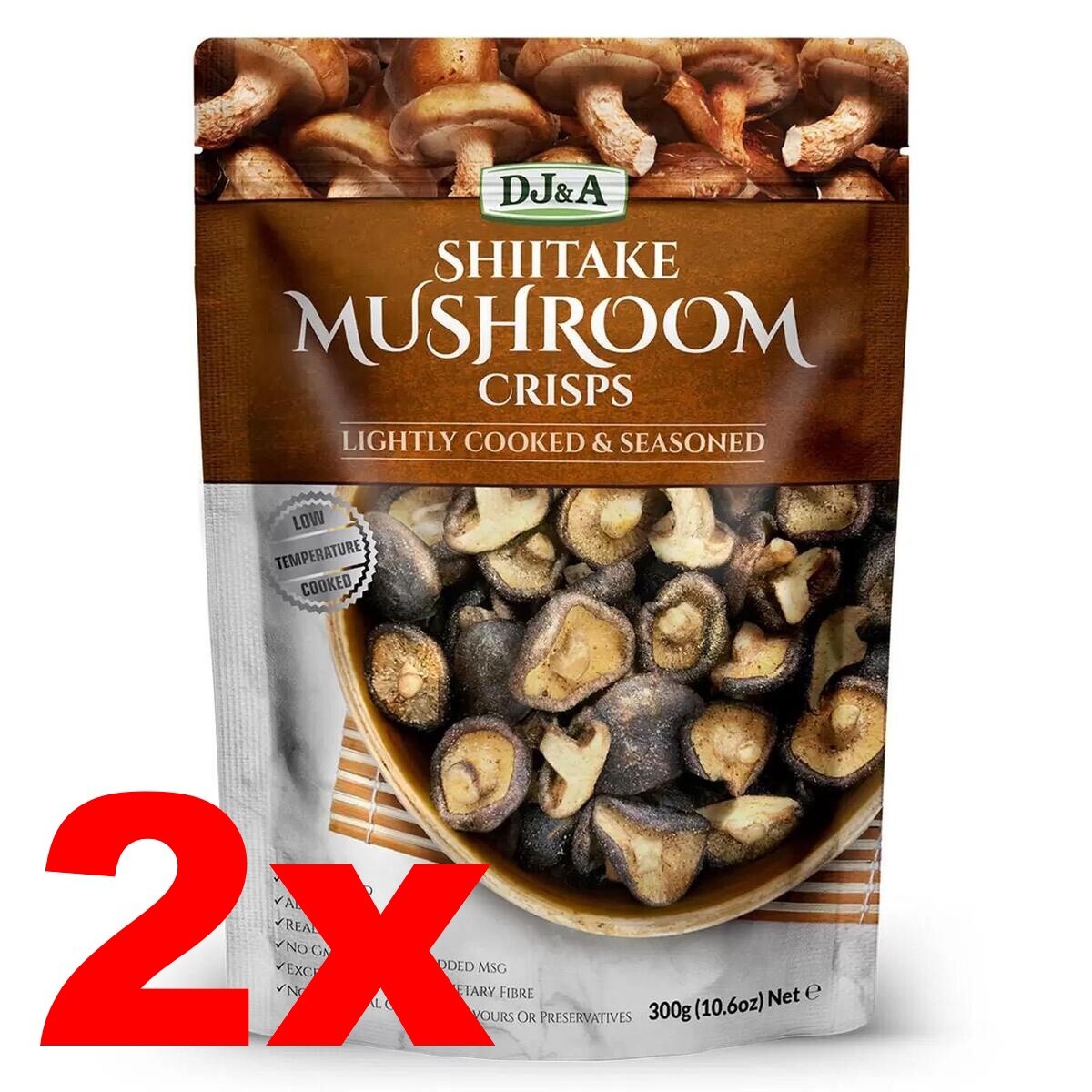 3x/2x/1x 300g DJ&A Whole & Cut Shiitake Mushroom Crisps Kids Snack Fibre Vegan