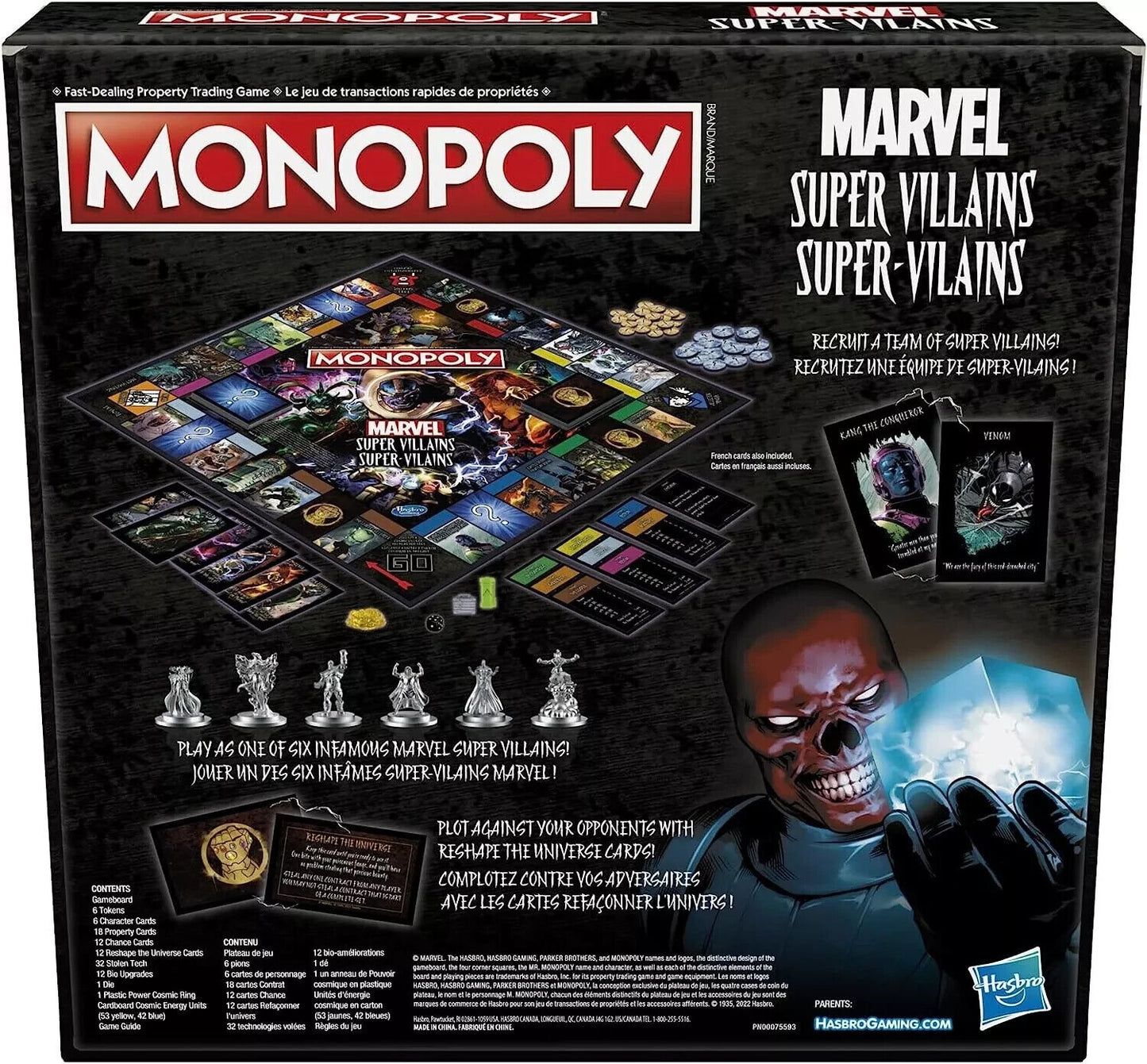 Monopoly Marvel Super Villains Edition Board Game for Families and Kids Ages 8+