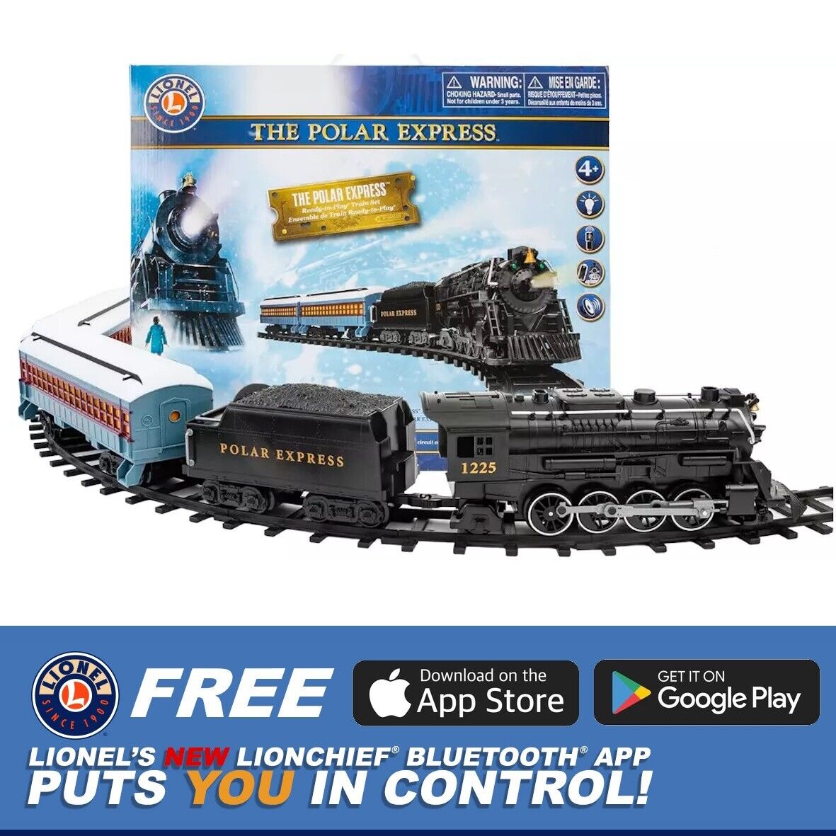 Lionel The Polar Express Battery Operated Music Christmas Train Set w/ Free App