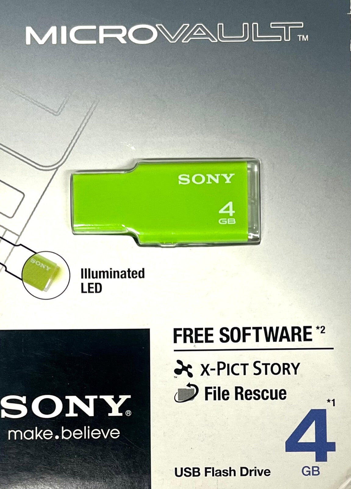 Genuine SONY 4 GB USB 2.0 Micro Vault Tiny USB Flash Drive KEY 4G Green