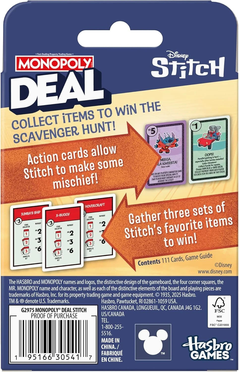 Hasbro Monopoly Deal Card Game - Disney Stitch Edition