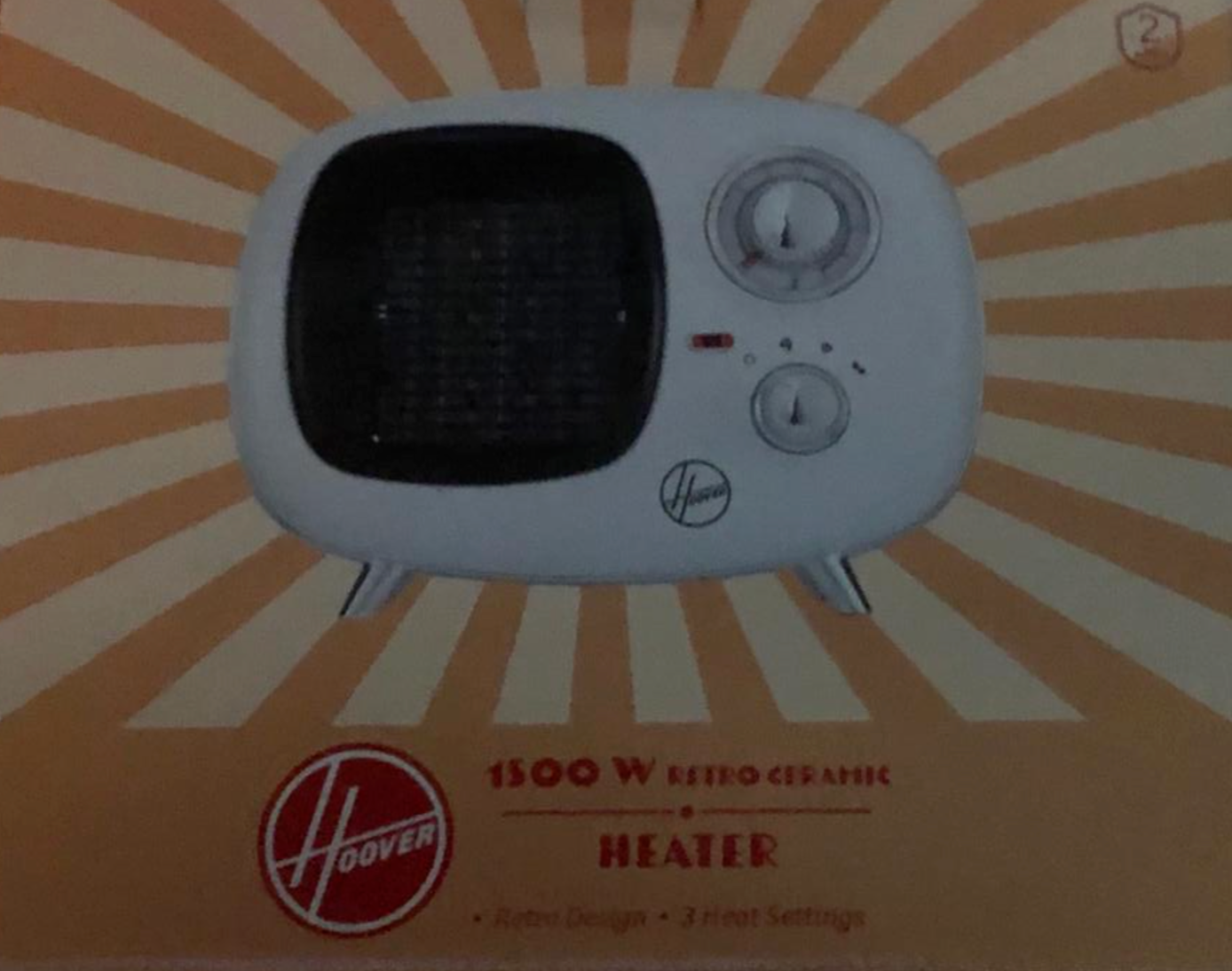 Hoover Ceramic Heater Retro Design Small Fan Portable Electric 1500W