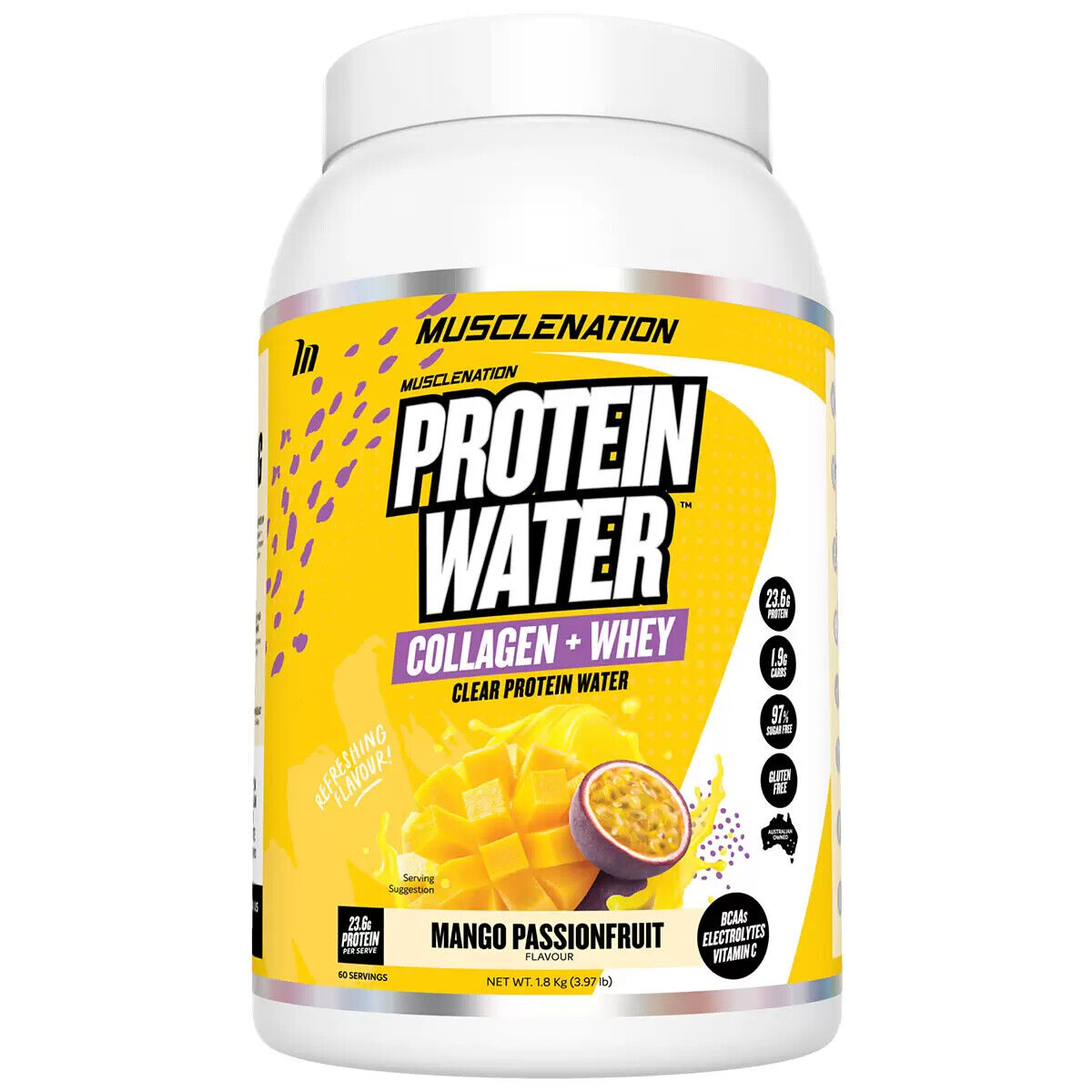 Muscle Nation Protein Water 1.8kg Mango Passionfruit Raspberry