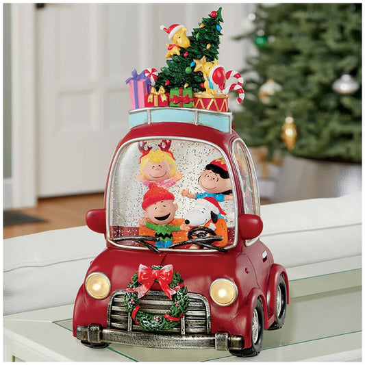 Peanuts Snoopy 35cm LED Water Spinning Car Christmas Decoration  Timer & Adapter