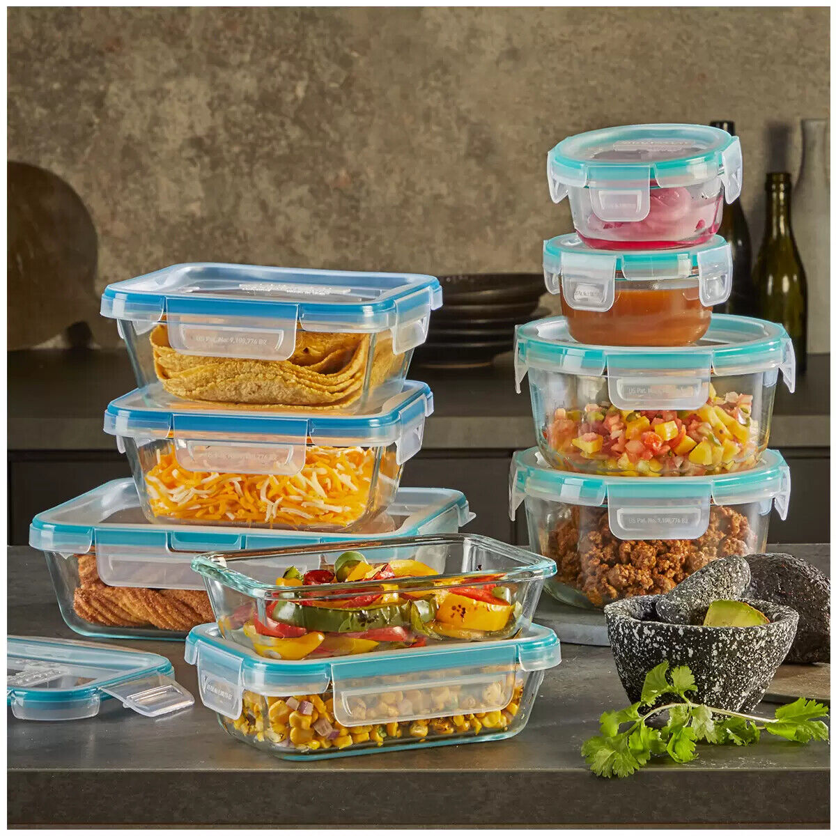 Snapware Pure Pyrex Glass Food Storage 18pcs Set Clear Airtight and Leakproof