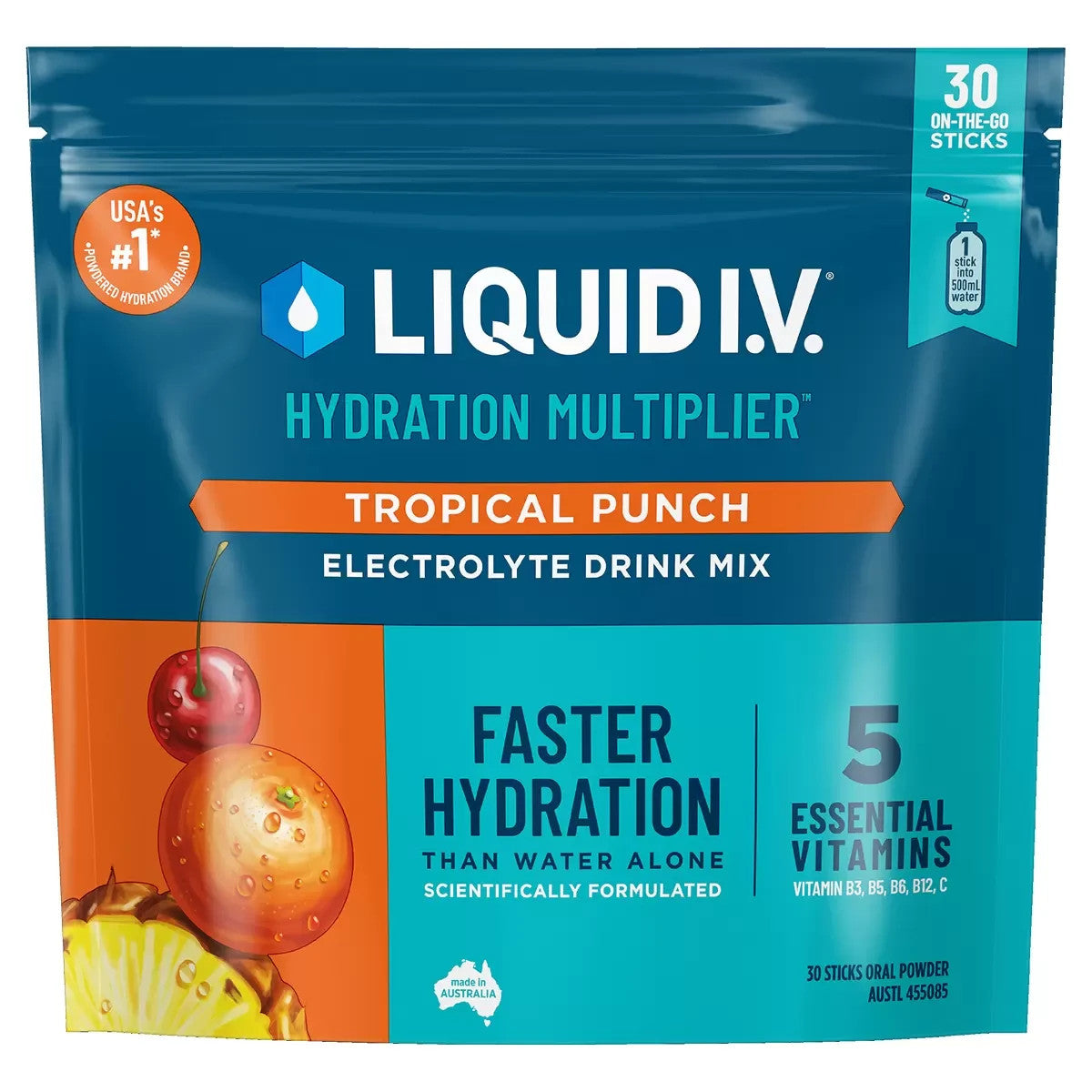 Liquid I.V. Hydration Multiplier Tropical Punch Electrolyte Drink Mix 30 Sachets