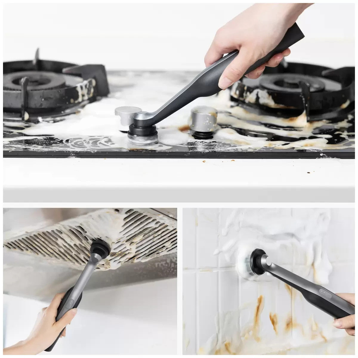 HOTO Wand Cordless Spin Scrubber IPX7 Waterproof w/ 5 Replaceable Brush Head