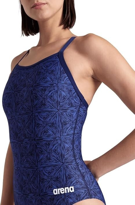 ARENA Girls Arena Abstract Tiles Swimsut Lightdrop Navy Team Royal Size US 20