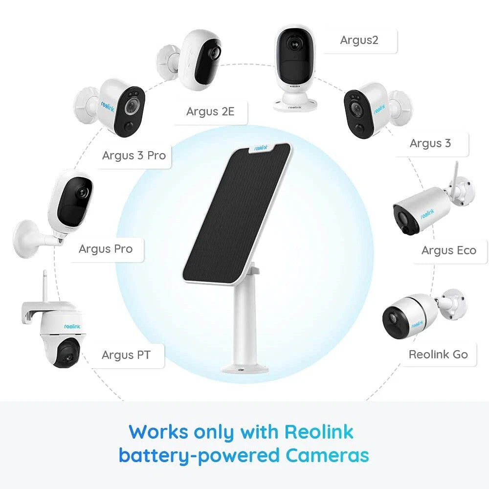 Solar Panel for Reolink Battery Powered Security Cameras Argus 2E/3/3Pro/PT/Go