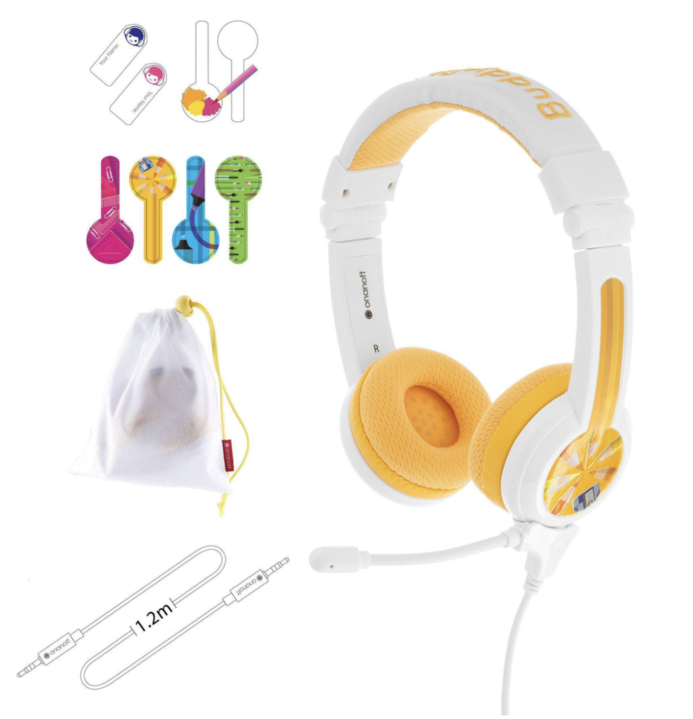 Buddyphones School Plus Home Learning Safe Audio Headphones w/ Beam Mic Headset