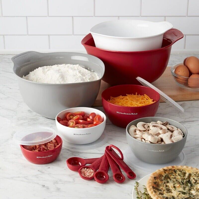 KitchenAid Mixing Bowls & Measuring Cups 12 Piece Set -Pasta Baking Salad Mixing