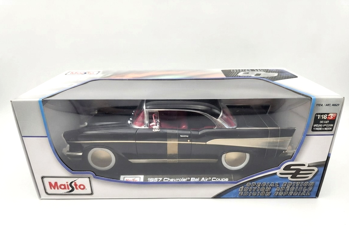 Maisto 1:18 2026 Special Edition Car – 1957 Chevrolet Bel Air Coupe (Black)