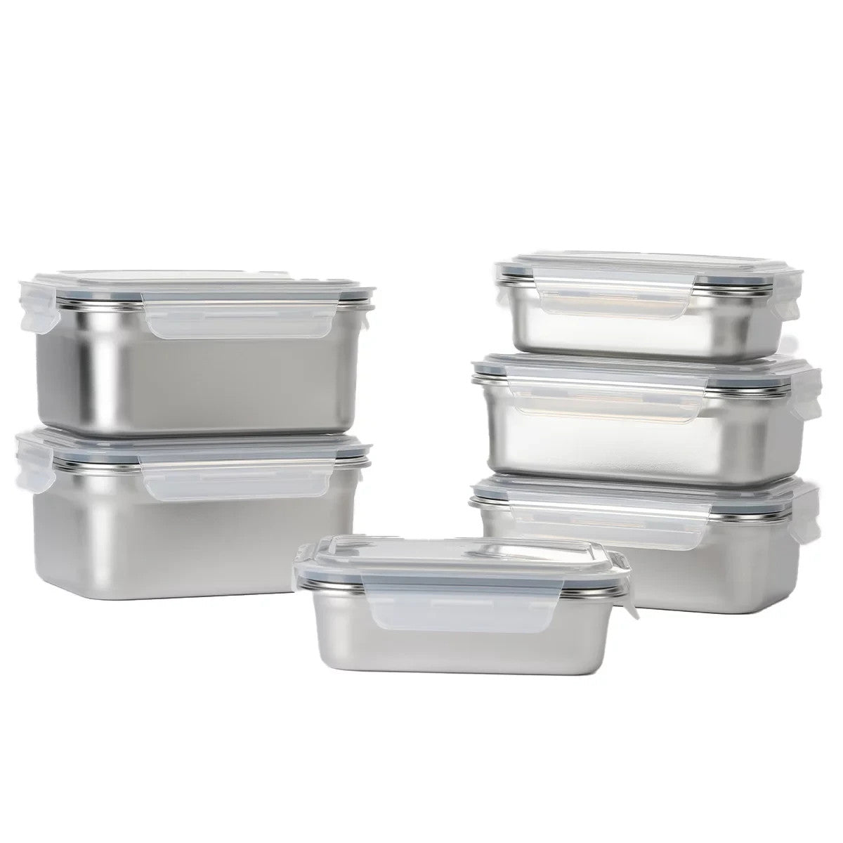 Neoflam Stainless Steel Container Microwavable 12 Pcs Set Stackable Food Storage