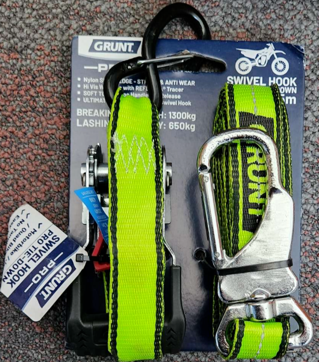 Grunt Pro 38mm x 5m Swivel Hook Ratchet Tie Down