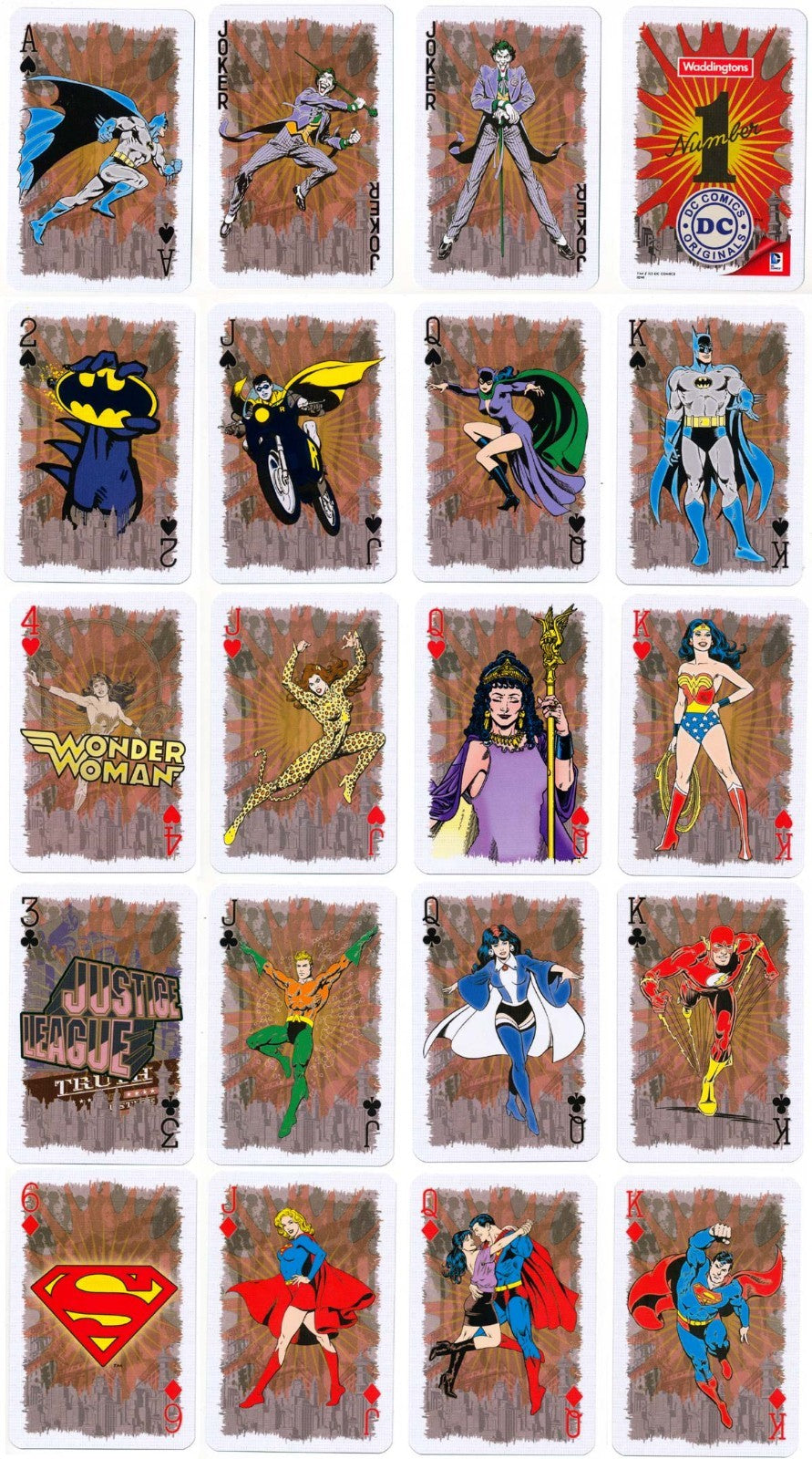 DC Comics Originals - Playing Cards  Waddingtons Number 1 Superior Quality