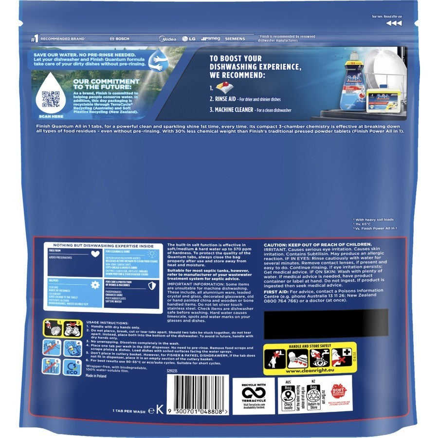 Finish Quantum Dishwashing Tablets, Lemon Sparkle 100 Tablets FREE SHIPPING