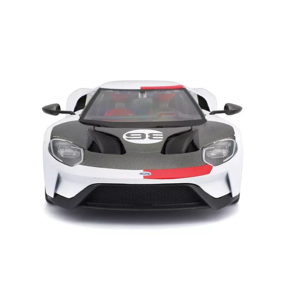 Maisto 2021 Ford GT Heritage Edition 1:18 White Diecast Display Sports Car